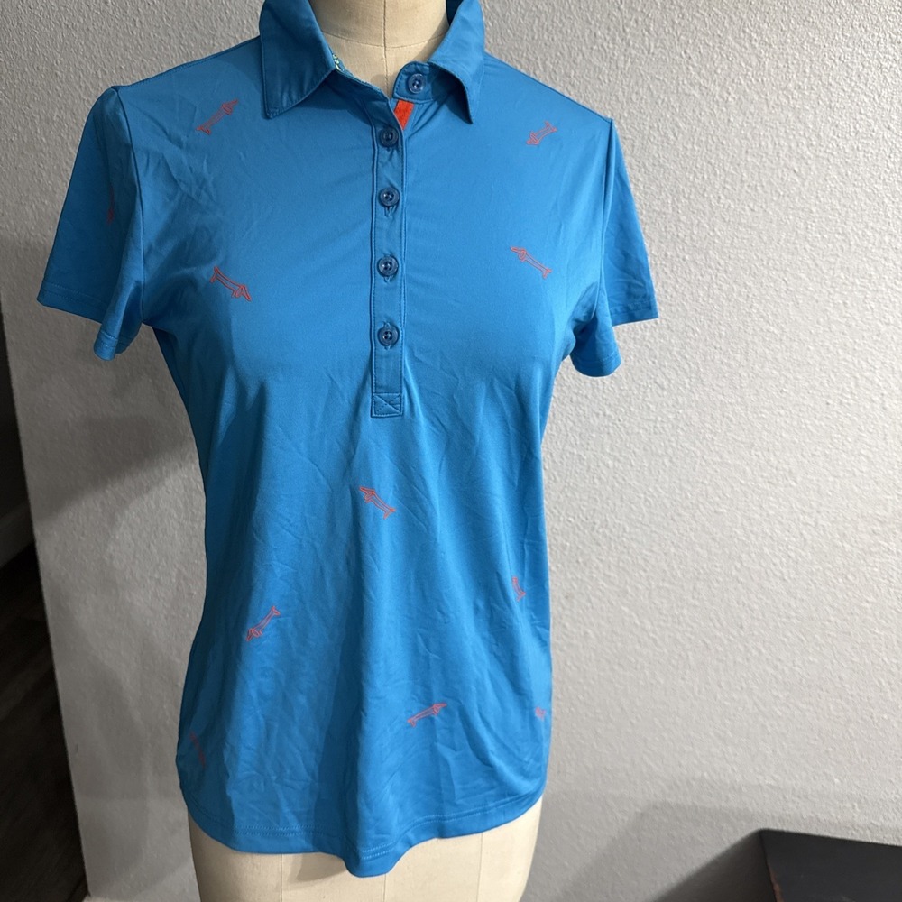 Louis‎ Castel Women 90 Size XS Polo Shirt  Dachshund Logo GOLF Electric Blue